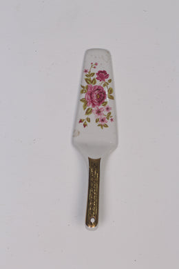 Pink & White floral english cake server 3